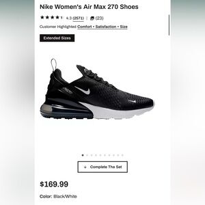 Nike Air Max 270 Women’s Shoes Black/White